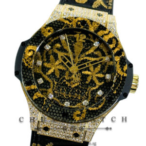 Hublot Big Bang Broderie 'Sugar Skull' Yellow Gold Carbon Diamonds 41mm 343.VX.6580.NR.0804  (Limited Edition of 200 Pieces Only)