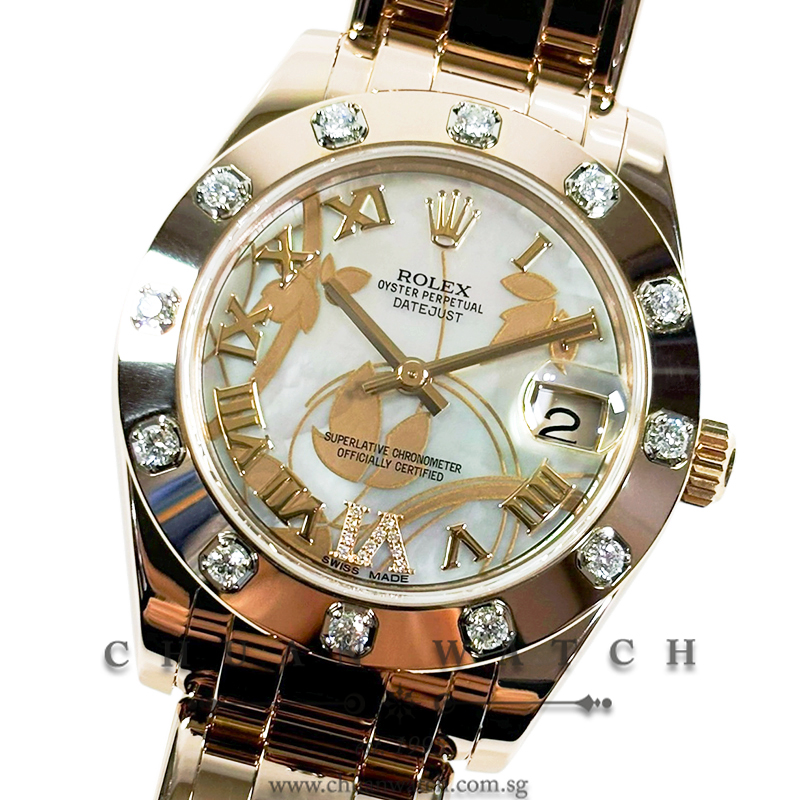 Rolex DateJust Pearlmaster Everose 34mm 81315 Goldust 'Dream' White MOP VI Diamonds - Discontinued