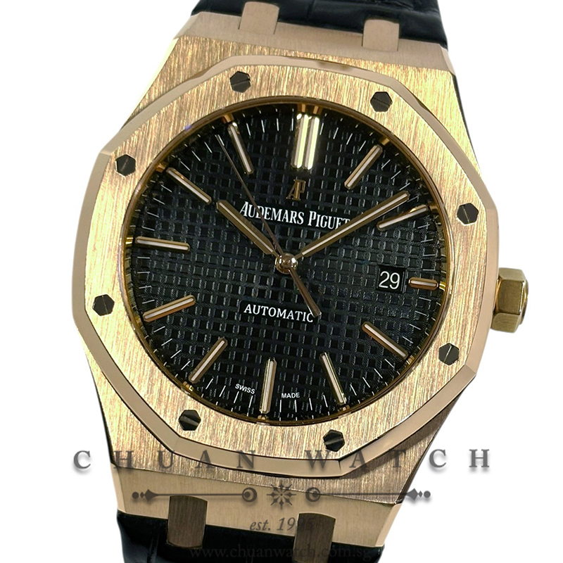 Audemars Piguet Royal Oak Automatic Rose Gold 41mm 15400OR Black - Discontinued