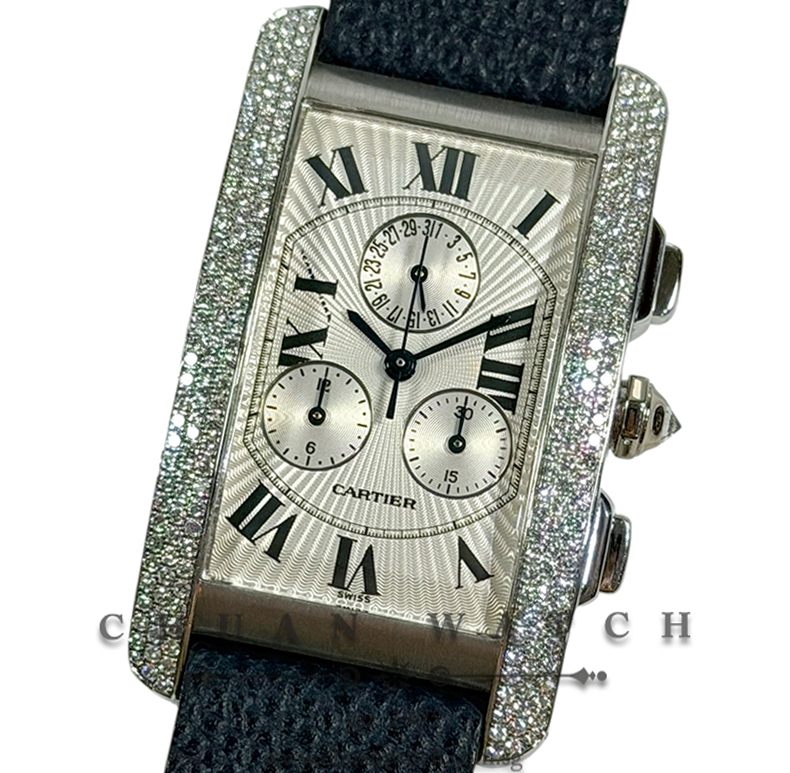 Cartier Tank Americaine Chronograph Large Quartz White Gold 45.1mm WB704251 - Discontinued