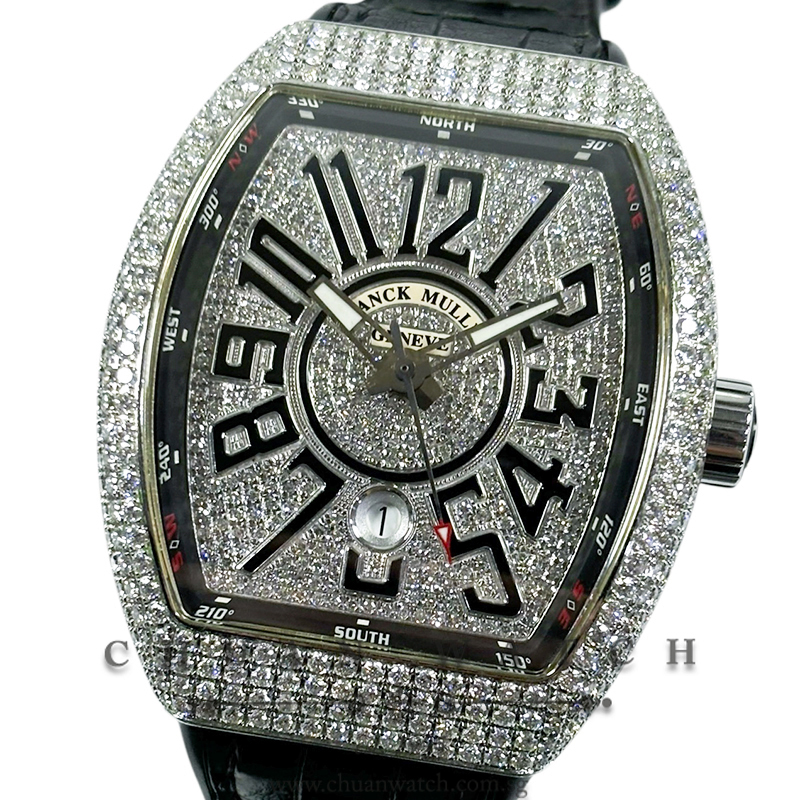 Franck Muller Vanguard Steel Black Custom-Set Paved Diamonds V 45 SC DT AC NR