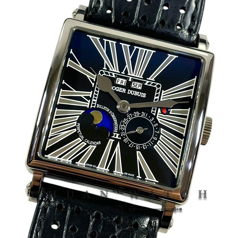 Roger Dubuis Golden Square Perpetual Calendar MoonPhase White Gold 40mm G40-5739-0-9.73 Black Roman (Limited Edition of 28 Pieces Only)