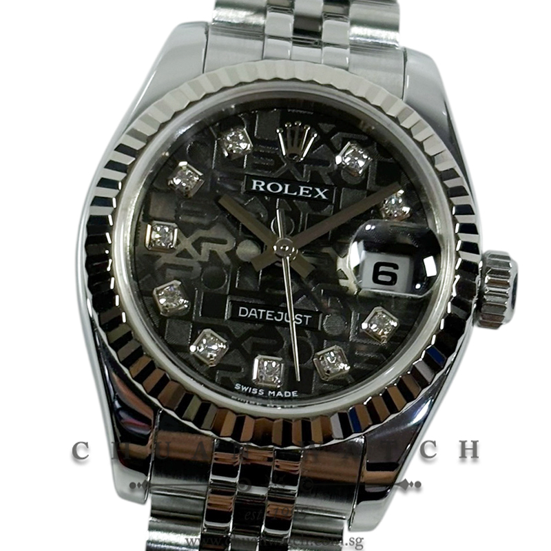Rolex Ladies' DateJust Jubilee 26mm 179174 Black Jubilee Diamonds - Discontinued
