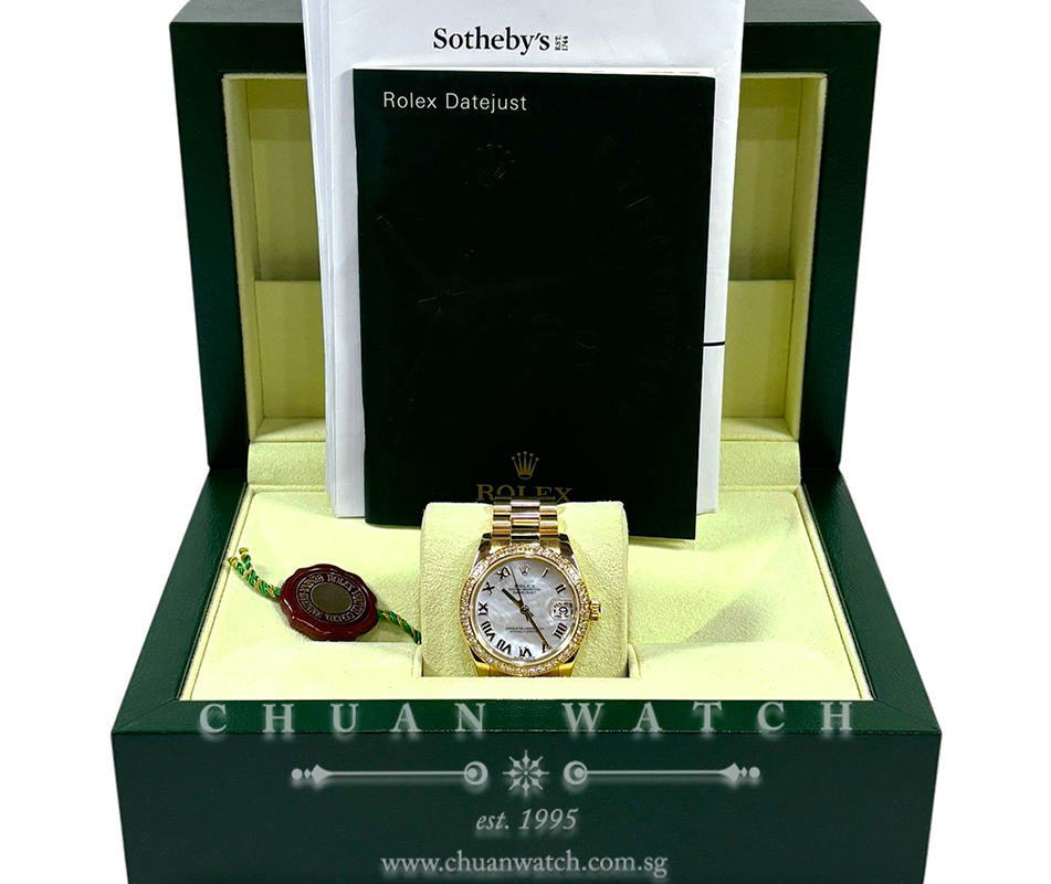 Rolex Boys' DateJust President Yellow Gold 31mm 178288 White MOP Roman - Discontinued - Image 2