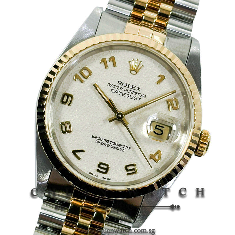 Rolex Gents' DateJust Two-Tone 36mm 16233 Ivory Jubilee Arabic - Discontinued