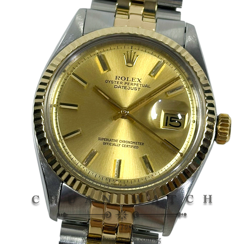 Rolex Vintage Gents' DateJust Two-Tone 36mm 1601 Champagne 'Pie-Pan' Index Tritium - Discontinued