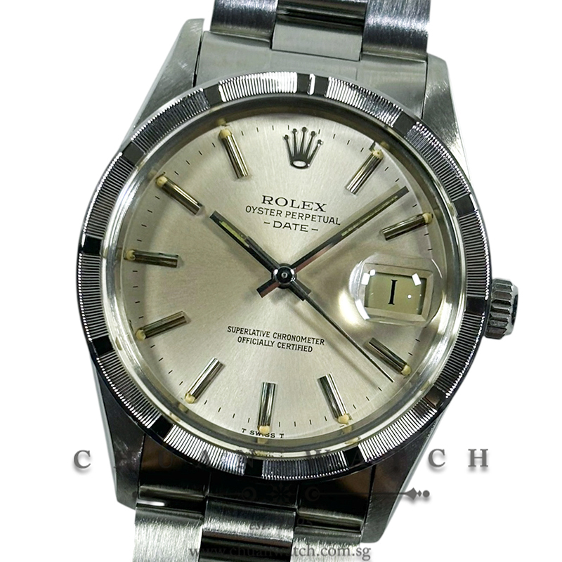 Rolex Vintage Oyster Perpetual Date 34mm 15010 Silver Index Tritium - Discontinued
