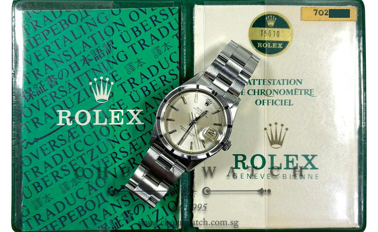 Rolex Vintage Oyster Perpetual Date 34mm 15010 Silver Index Tritium - Discontinued - Image 2