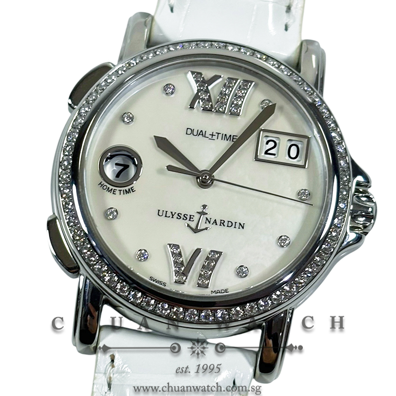 Ulysse Nardin Lady Dual Time Big-Date MOP Diamonds 37mm 223-28B/391 - Discontinued