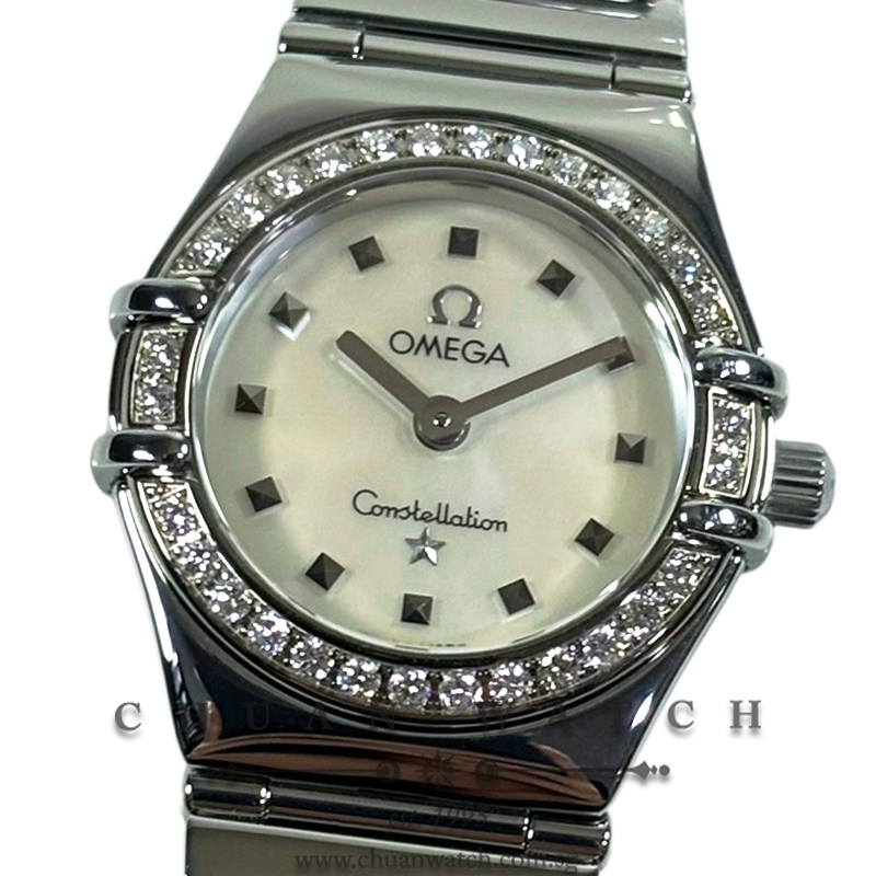 Omega Constellation 'My Choice' Mini Quartz 22.5mm 1465.71.00 White MOP Index - Discontinued