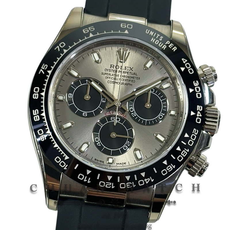Rolex Cosmograph Daytona White Gold Oysterflex 116519LN Steel Black Index 'Ghost' - Discontinued