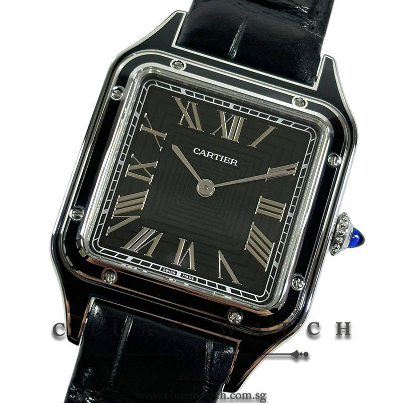 Cartier Santos-Dumont Large Manual-Winding Black Lacquer WSSA0046