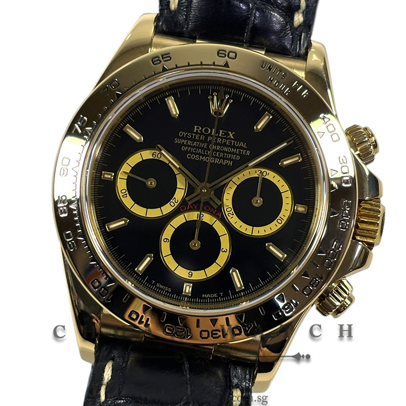 Rolex Cosmograph 'Zenith' Daytona Yellow Gold 16518 Black Index 'Inverted 6' Tritium - Discontinued