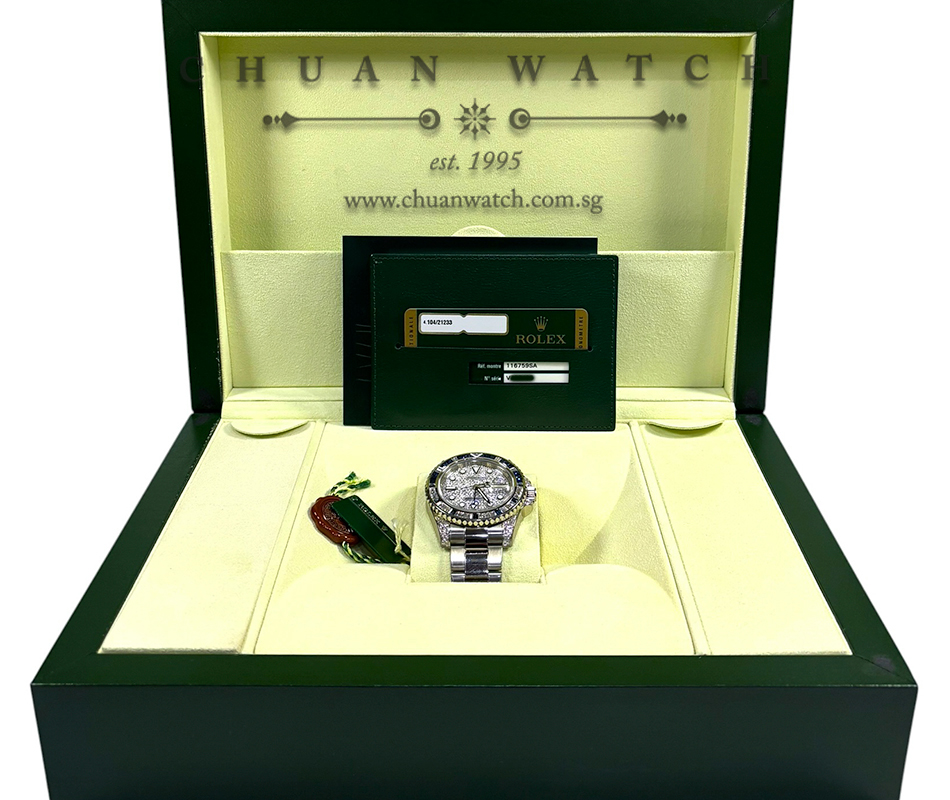 Rolex GMT-Master II White Gold Paved Diamonds Sapphires 116759SA - Discontinued - Image 2