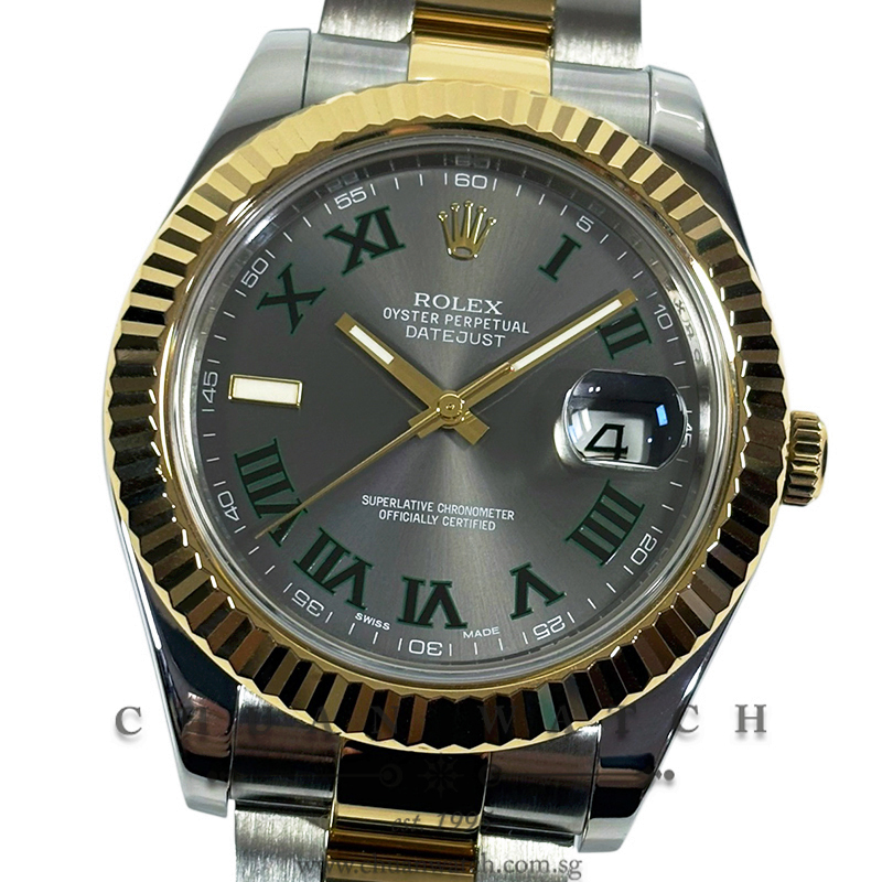 Rolex DateJust II Two-Tone 41mm 116333 Slate Roman 'Wimbledon' - Discontinued