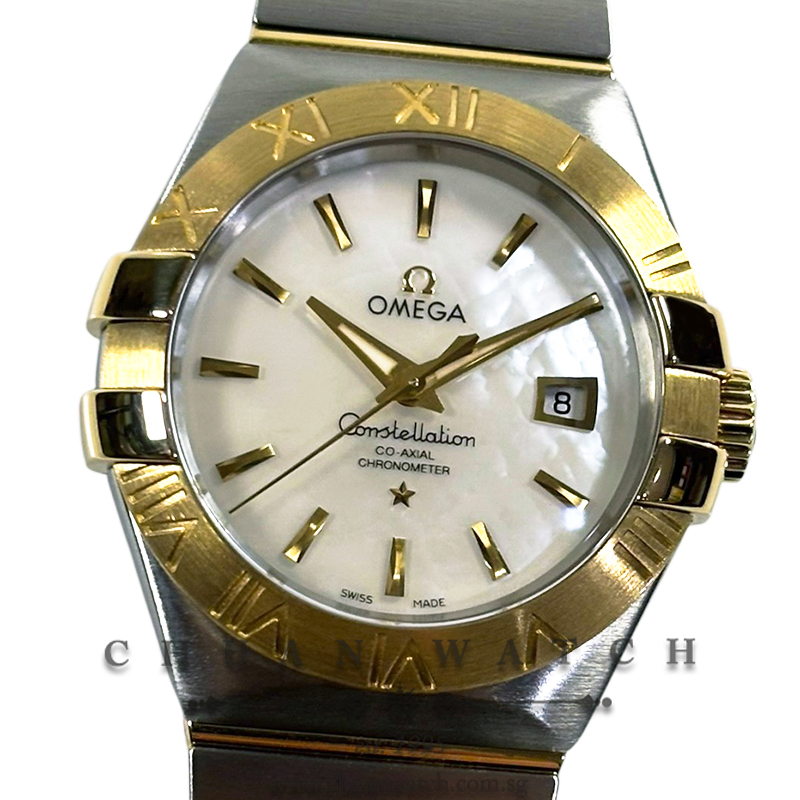 Omega Constellation Co-Axial Chronometer Two-Tone 31mm 123.20.31.20.05.002 White MOP Index - Discontinued