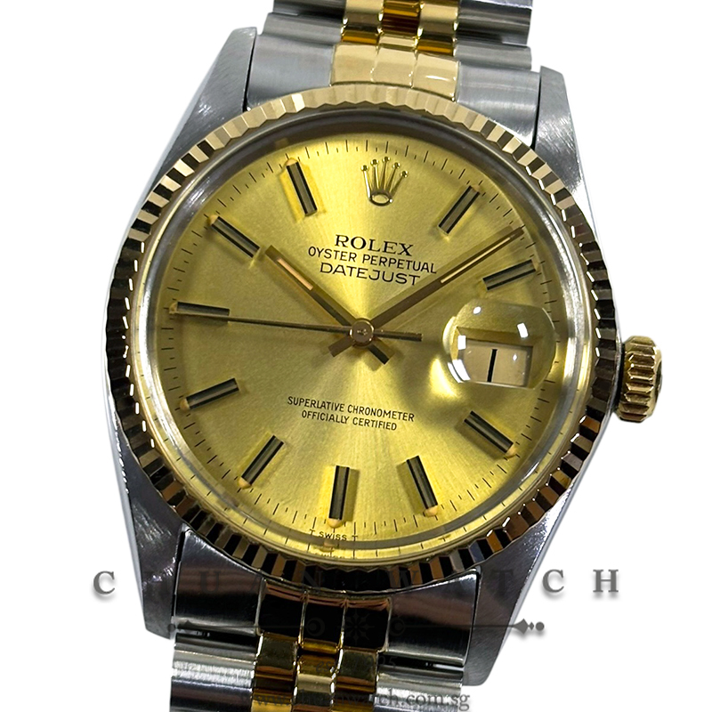 Rolex Vintage Gents' DateJust Jubilee Two-Tone 36mm 16013 Champagne Index Tritium - Discontinued