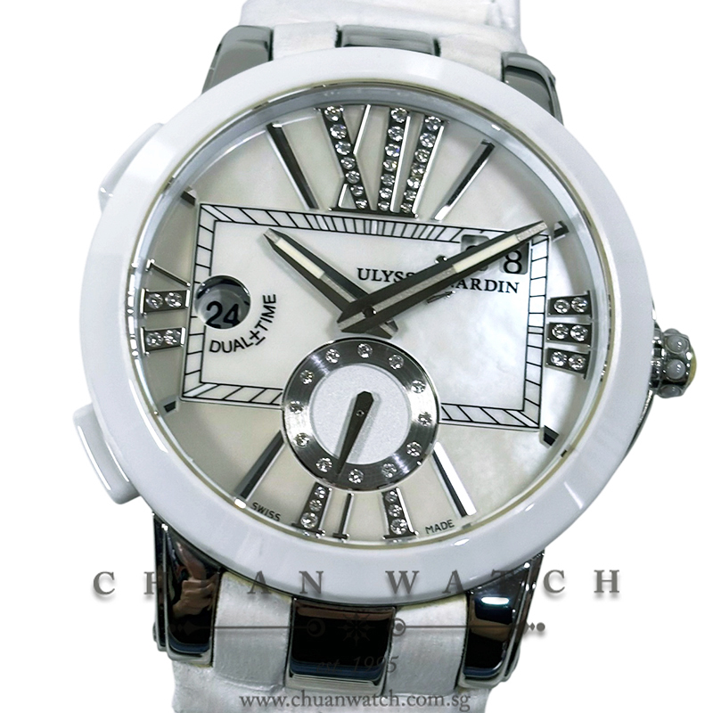 Ulysse Nardin Executive Dual Time Lady 40mm 243-10/391 White MOP Diamonds - Discontinued