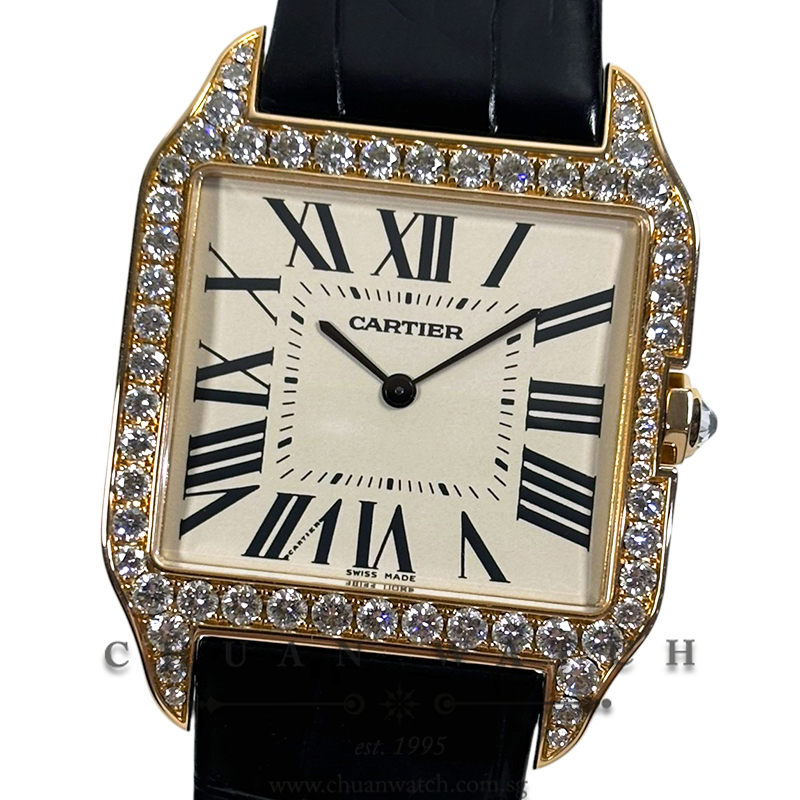 Cartier Santos-Dumont Large Rose Gold Diamonds 34.6mm WH100751 - Discontinued