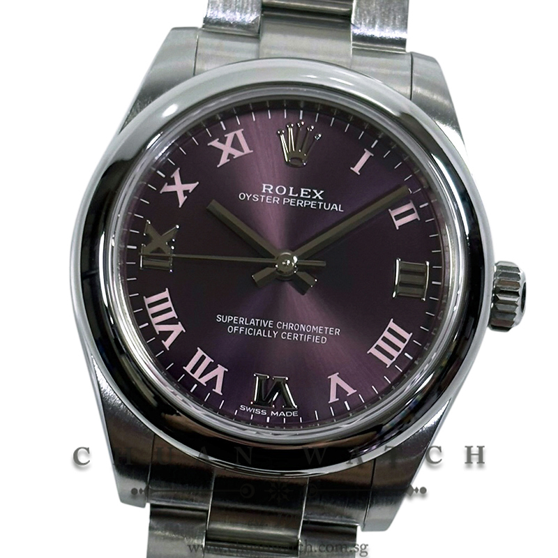 Rolex Boys' Oyster Perpetual 31mm 177200 Red Grape Roman - Discontinued
