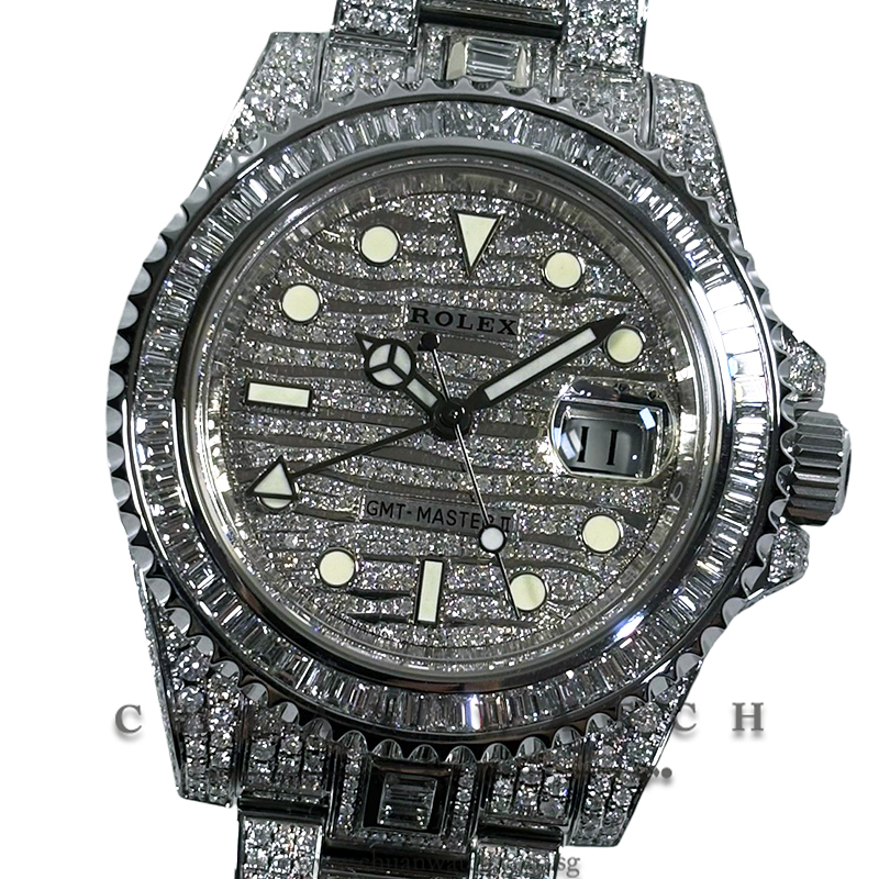 Rolex GMT-Master II Custom-Set 'Ice' Pave Diamonds 116710LN - Discontinued