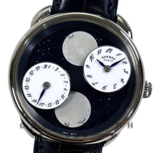 Hermes Arceau L’Heure De La Lune Double MoonPhase Blue Aventurine White Gold 43mm AR1.890a  (Limited Edition of 100 Pieces Only)
