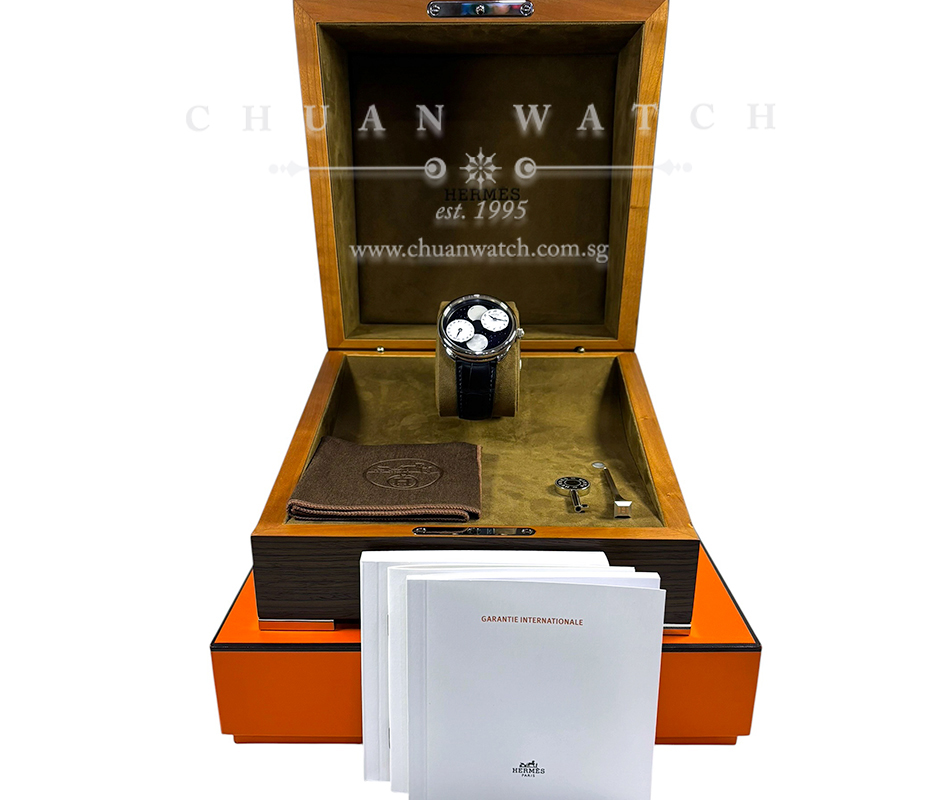 Hermes Arceau L’Heure De La Lune Double MoonPhase Blue Aventurine White Gold 43mm AR1.890a (Limited Edition of 100 Pieces Only) - Image 2