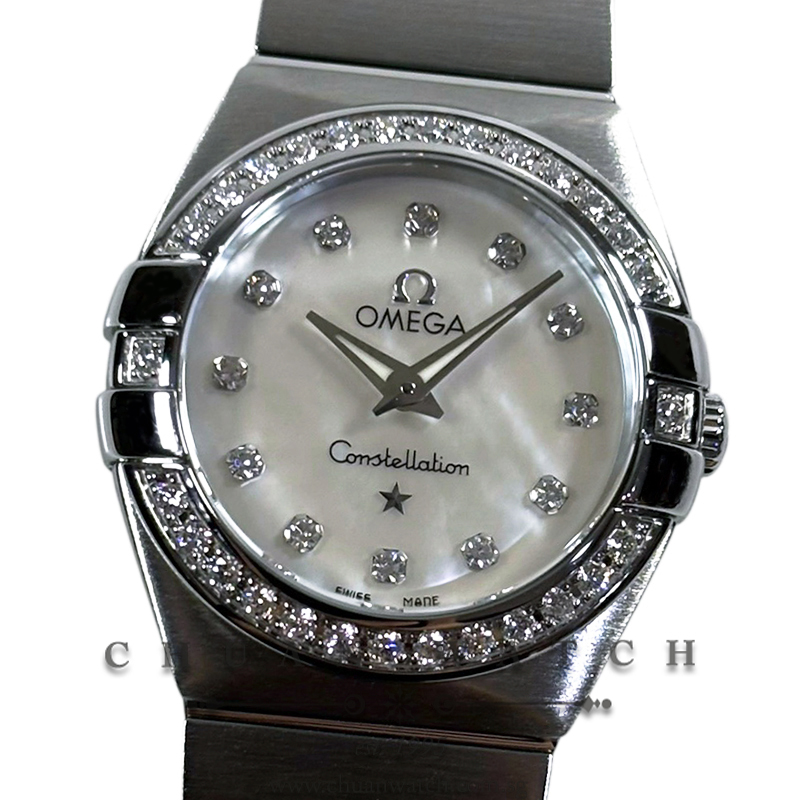 Omega Constellation Quartz 24mm 123.15.24.60.55.001 White MOP Diamonds - Discontinued