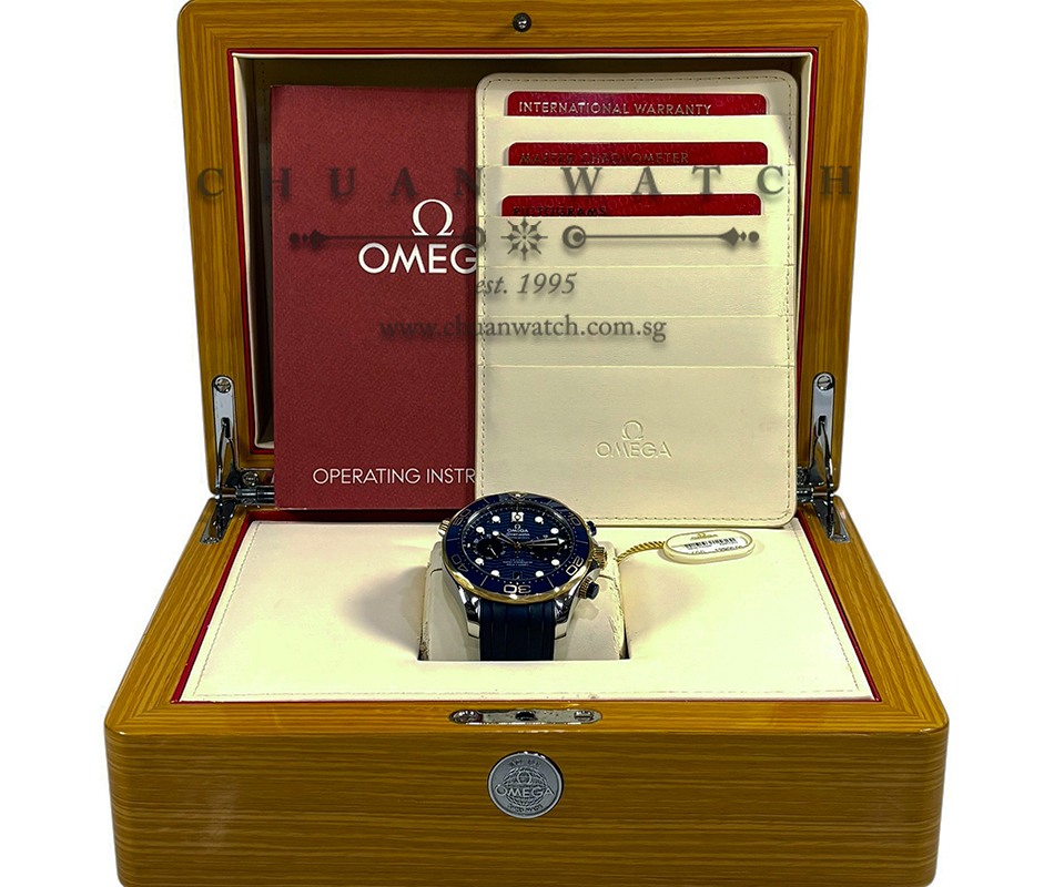 Omega Seamaster Diver 300M Co-Axial Master Chronometer Chronograph Two-Tone 44mm 210.22.44.51.03.001 Blue - Image 2