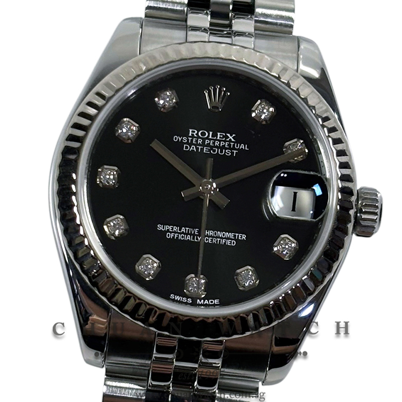 Rolex Boys' DateJust Jubilee 31mm 178274 Black Diamonds - Discontinued