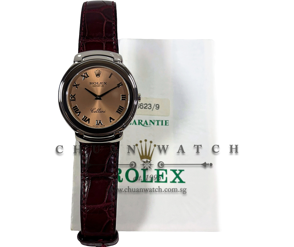 Rolex Cellini White Gold Quartz 37mm 6623/9 Pink Roman - Discontinued - Image 2