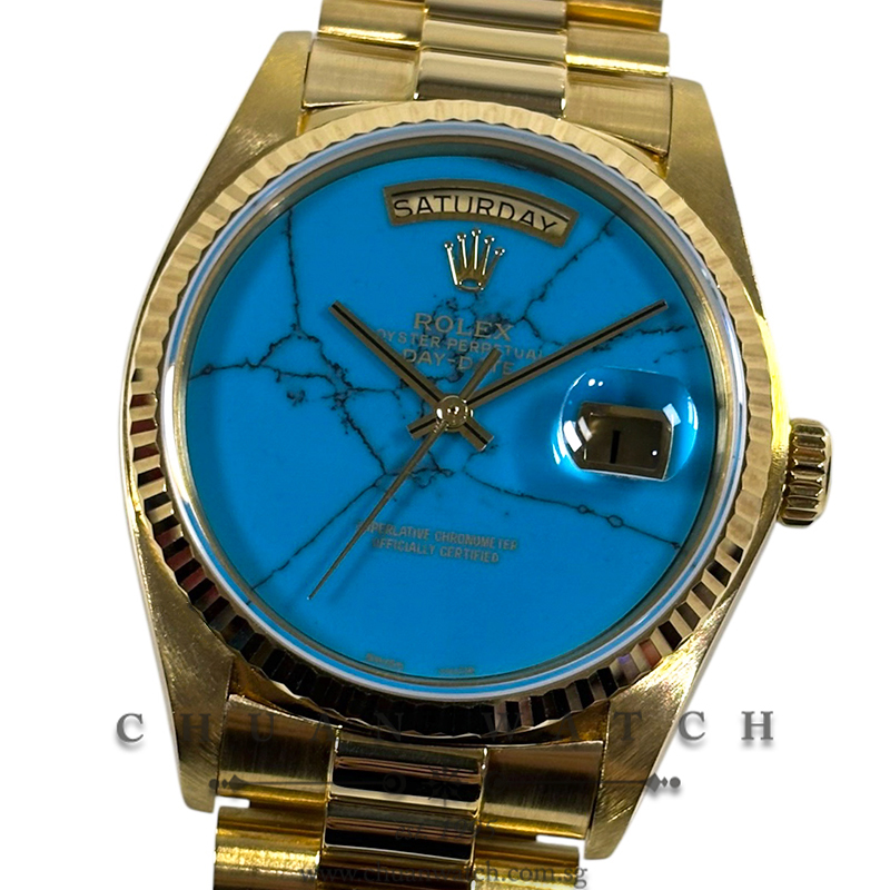 Rolex Day-Date President Yellow Gold 36mm 18038 Custom Turquoise - Discontinued
