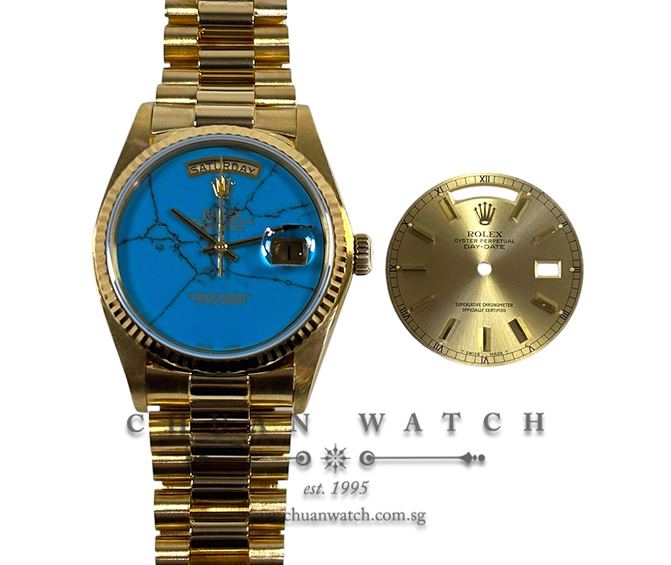Rolex Day-Date President Yellow Gold 36mm 18038 Custom Turquoise - Discontinued - Image 2
