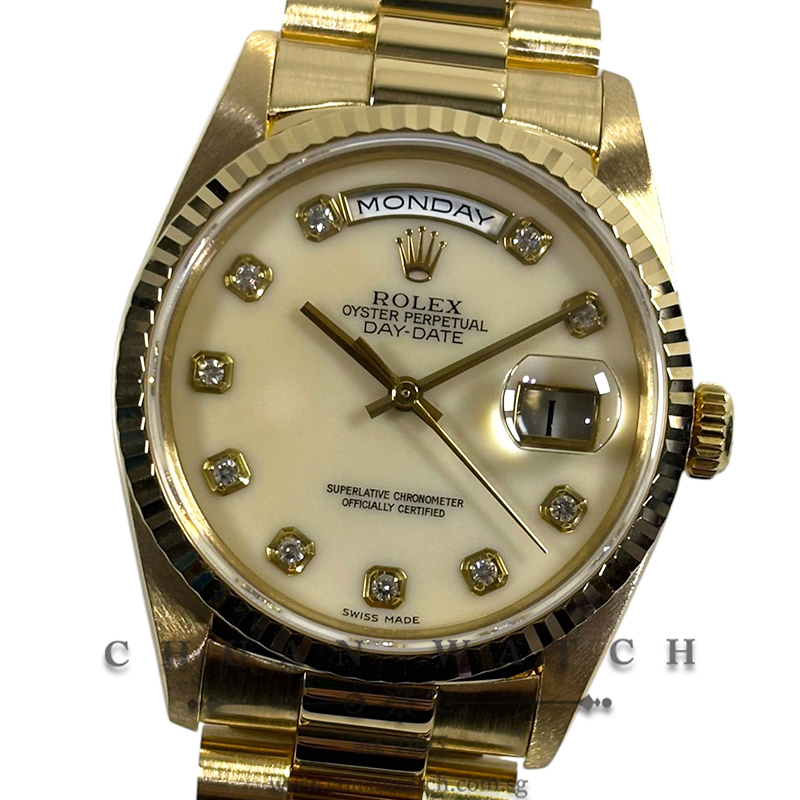 Rolex Day-Date President Yellow Gold 36mm 18238 Cacholong Diamonds - Discontinued