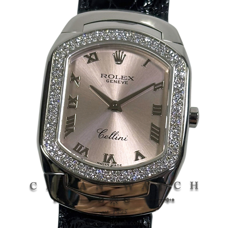 Rolex Ladies' Cellini 'Cellissima' White Gold Quartz 24mm 6691/9 Pink Roman - Discontinued