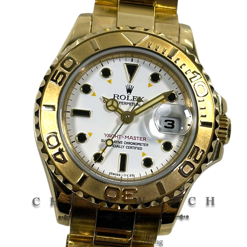 Rolex Ladies' Yacht-Master Yellow Gold 29mm 69628 White Index Tritium - Discontinued