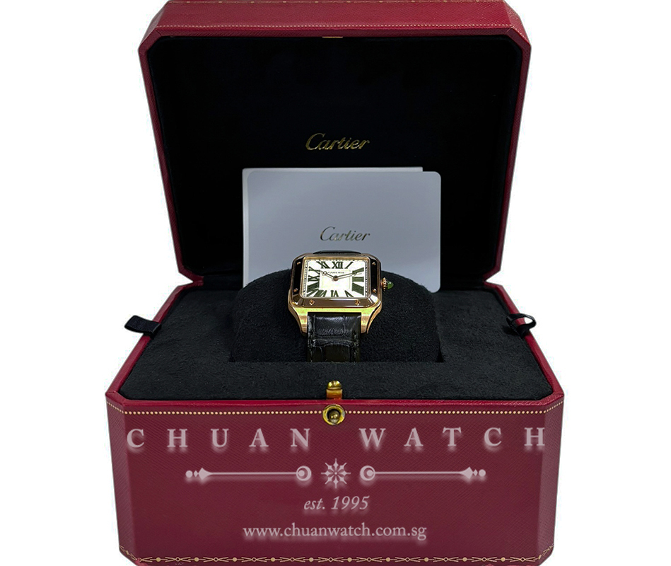 Cartier Santos-Dumont Extra-Large Hand-Wound Rose Gold 33.9mm WGSA0083 Ivory Jade (Limited Edition of 200 Pieces Only) - Image 2