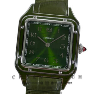 Cartier Santos-Dumont Large Hand-Wound Platinum 31.4mm WGSA0096 Olive Green (Limited Edition of 200 Pieces Only)