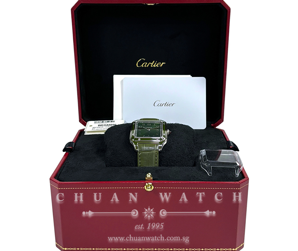 Cartier Santos-Dumont Large Hand-Wound Platinum 31.4mm WGSA0096 Olive Green (Limited Edition of 200 Pieces Only) - Image 2