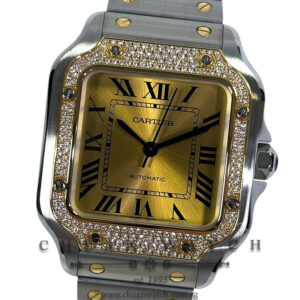 Cartier Santos de Cartier Medium Two-Tone Diamonds W3SA0007 Gold