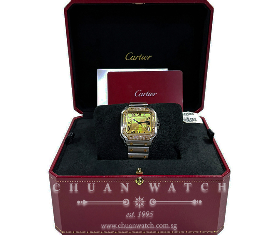 Cartier Santos de Cartier Medium Two-Tone Diamonds W3SA0007 Gold - Image 2