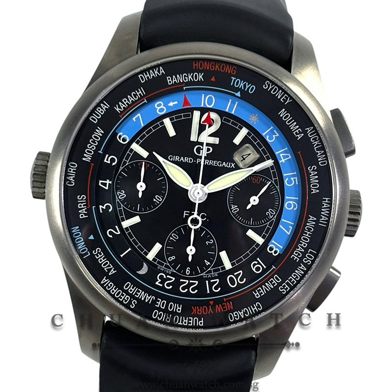 Girard-Perregaux WW.TC Financial World Time Chronograph Titanium Blue 43mm 49805 - Discontinued