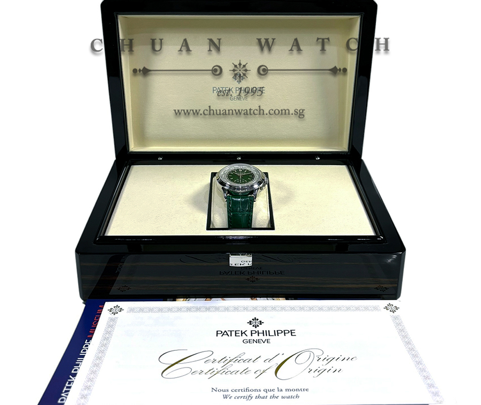 Patek Philippe World Time Flyback Chronograph Platinum 39.5mm 5930P-001 Green - Image 2