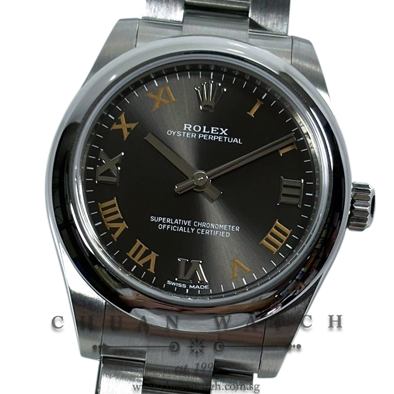Rolex Boys' Oyster Perpetual 31mm 177200 Dark Grey Roman - Discontinued