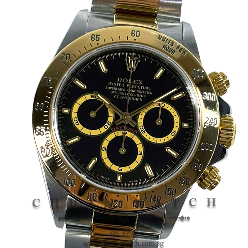 Rolex Cosmograph 'Zenith' Daytona Two-Tone 16523 Black Index Tritium - Discontinued