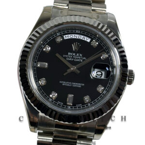 Rolex Day-Date II President White Gold 41mm 218239 Black Diamonds - Discontinued
