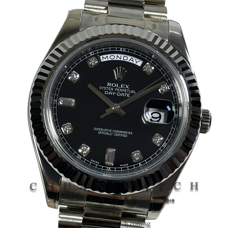 Rolex Day-Date II President White Gold 41mm 218239 Black Diamonds - Discontinued
