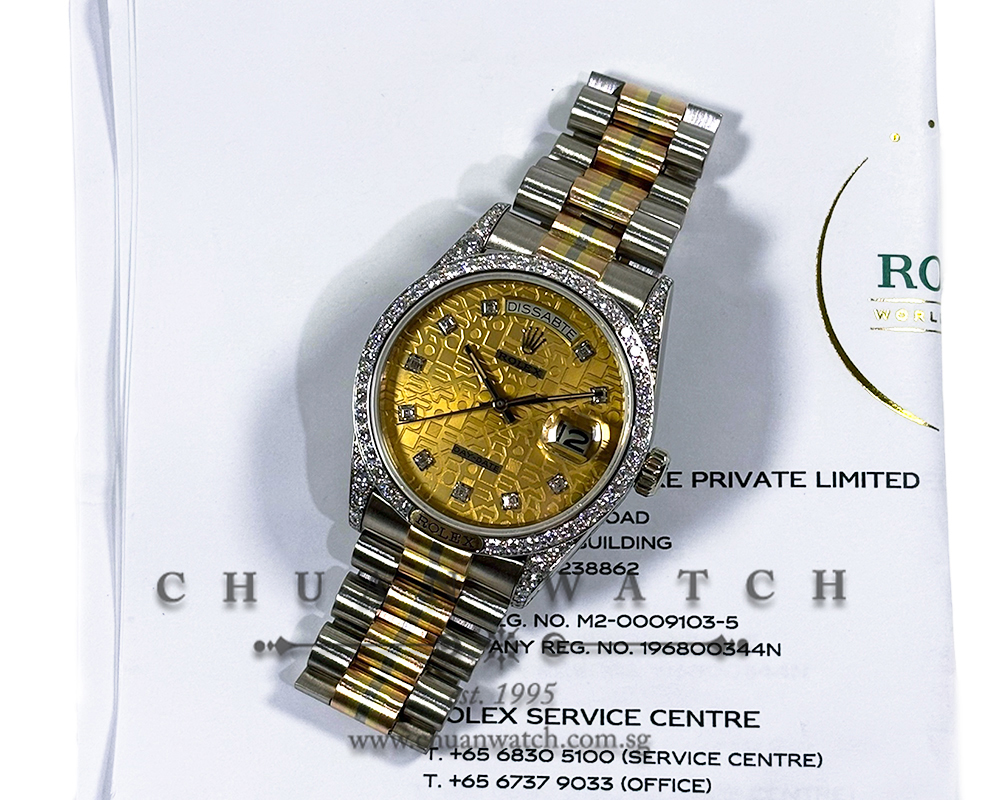 Rolex Day-Date President 'Tridor' White Gold 36mm 18139 Champagne Jubilee Diamonds - Discontinued - Image 2