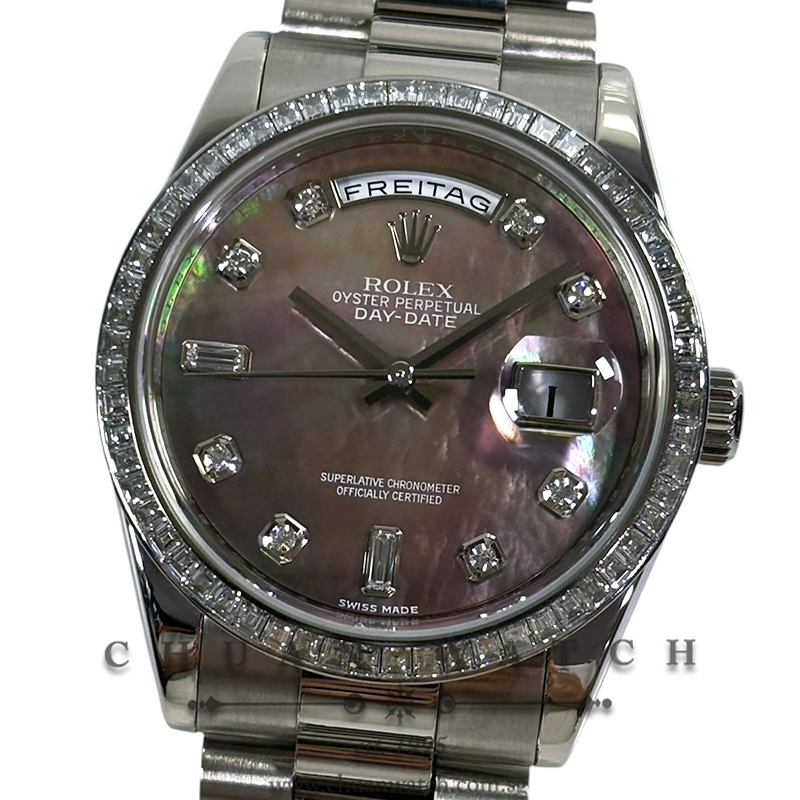 Rolex Day-Date President White Gold 36mm 118399BR Black MOP Diamonds - Discontinued