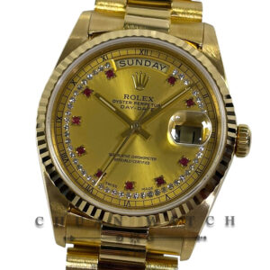 Rolex Day-Date President Yellow Gold 36mm 18238 Champagne Ruby String Diamonds - Discontinued